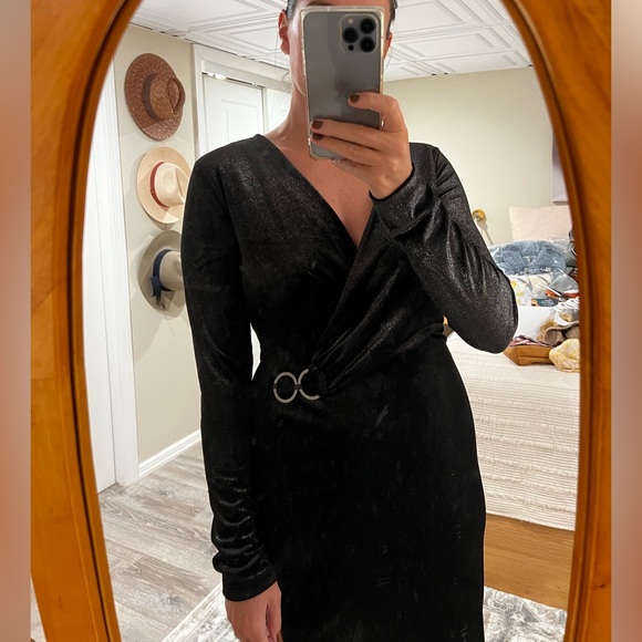 T Tahari black shimmery velvet dress w tags - Picture 7 of 7
